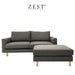 Toby 2.5 Sofa with Ottoman| EcoClean Sofa Zest Livings Online Dark Grey 