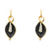 Feuille- Stunning Black Leaf Stud Earrings Pendants Forest Jewelry Yellow Gold Plating 