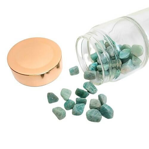 Home Hut Classic Crystal Infusion Elixir Gemstones Water Bottle Water Bottles Home Hut Amazonite 