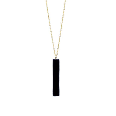 Gold Necklace - Black Bar Pendant Necklaces 5mm Paper 