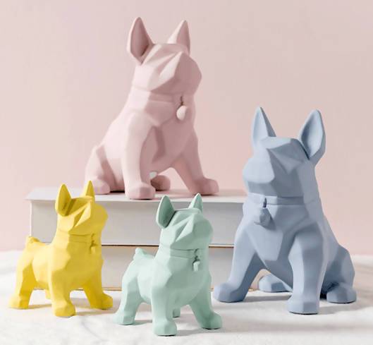 Home Display Macaron Animals Pastel Ceramic Figurines birthday housewarming gift Nursery Décor After Organic Set of 4 Bulldog 