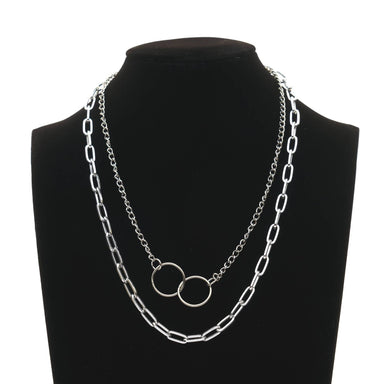 J. By Jee Dual Interlock Rings in Silver Chain Necklace Necklaces J By Jee 