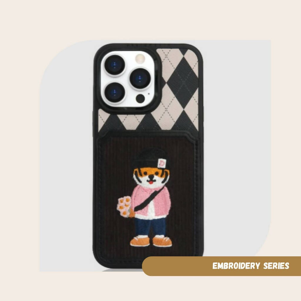 Embroidery Series - Card Pocket Party Phone Cases DEEBOOKTIQUE BLACK HOGUN 
