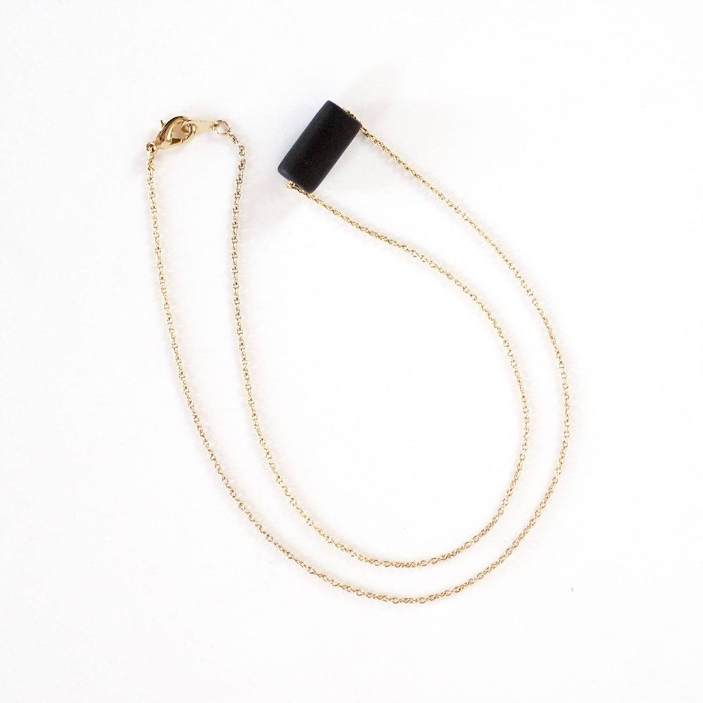Gold Necklace - Black Bead Necklaces 5mm Paper 