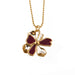 Delphinium- Flora Pendant in Yellow Gold Plating Pendants Forest Jewelry Maroon Red 