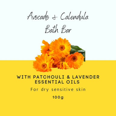 Avocado & Calendula Bath Bar with Patchouli & Lavender Essential Oils Soaps SoapCeuticals 
