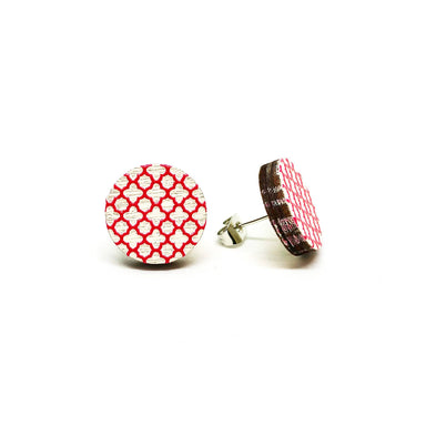 Red Grilles on White Wooden Earrings - Earrings - Paperdaise Accessories - Naiise