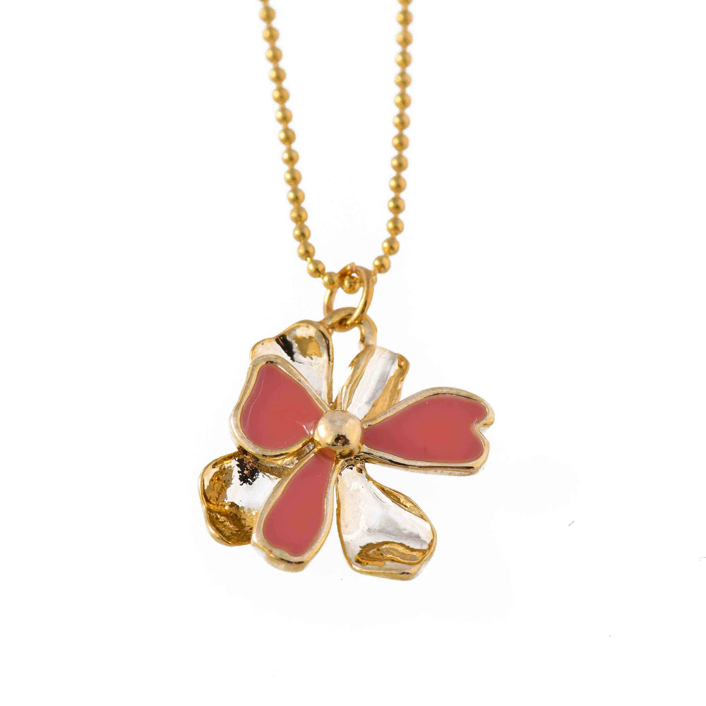 Delphinium- Flora Pendant in Yellow Gold Plating Pendants Forest Jewelry Pastel Pink 