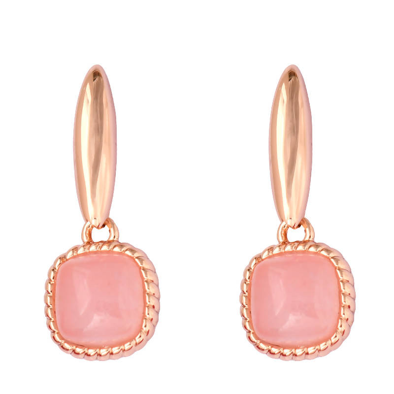 Grandeur Gems - Dangling Earrings Earring Studs Forest Jewelry Rose Quartz Rose Gold 
