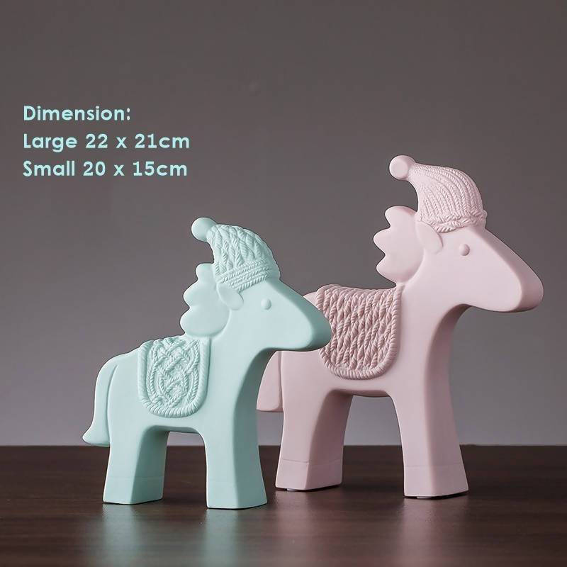 Home Display Macaron Animals Pastel Ceramic Figurines birthday housewarming gift Nursery Décor After Organic Set of 2 Horse 
