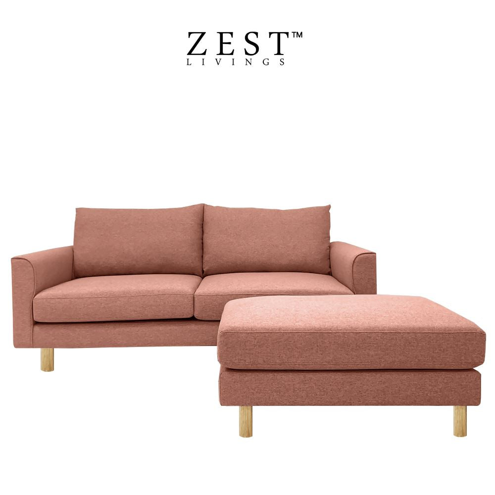 Toby 2.5 Sofa with Ottoman| EcoClean Sofa Zest Livings Online Redwood 