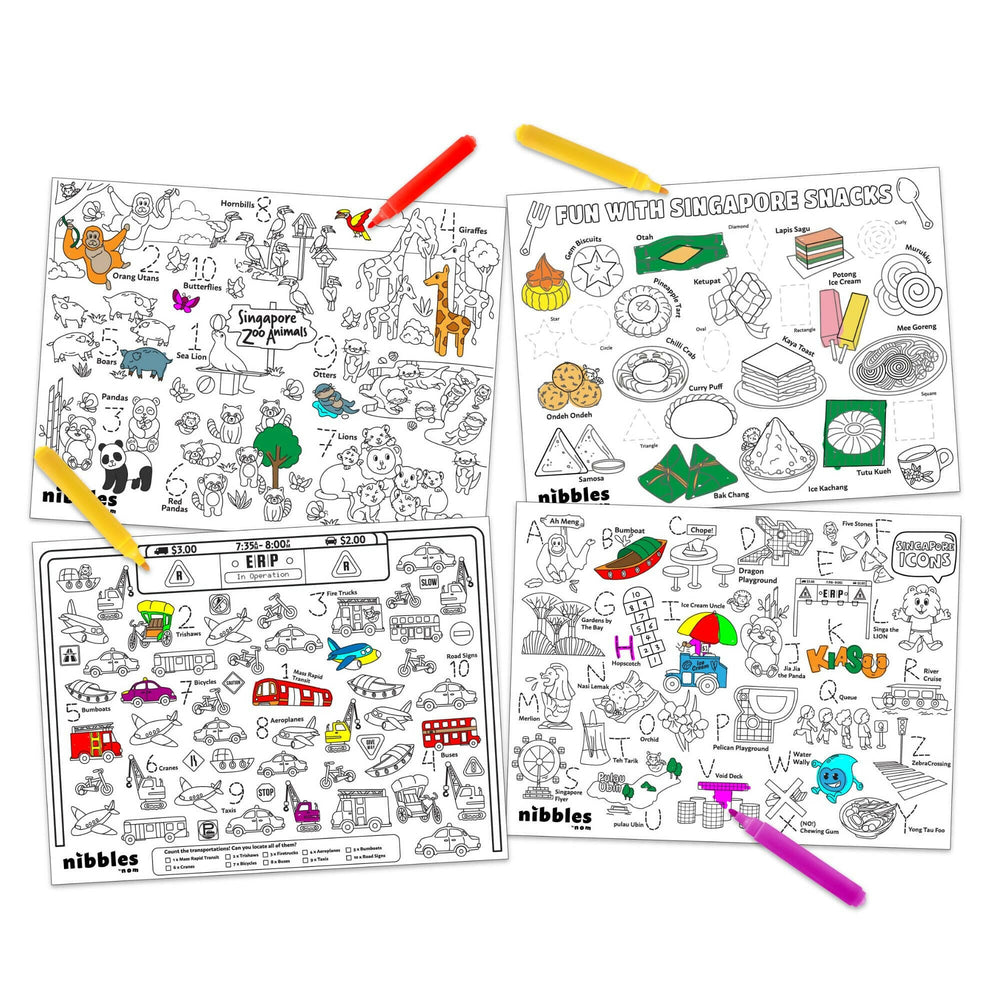 Nibbles by Nom Silicone Colouring Mat (Singapore Edition) Children Colouring Mats Nom.sg 