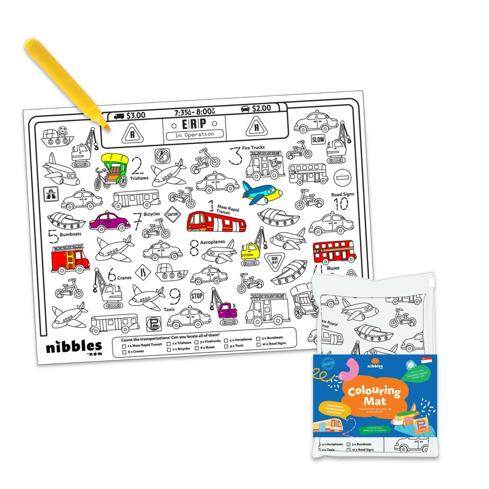 Nibbles by Nom Silicone Colouring Mat (Singapore Edition) Children Colouring Mats Nom.sg Mat Only Singapore Transport 