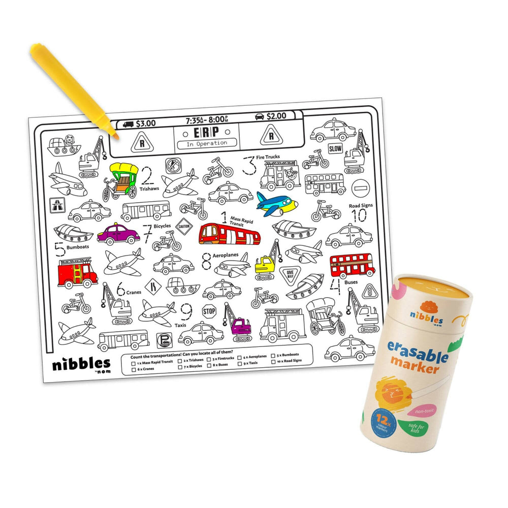 Nibbles by Nom Silicone Colouring Mat (Singapore Edition) Children Colouring Mats Nom.sg Mat + Marker Singapore Transport 