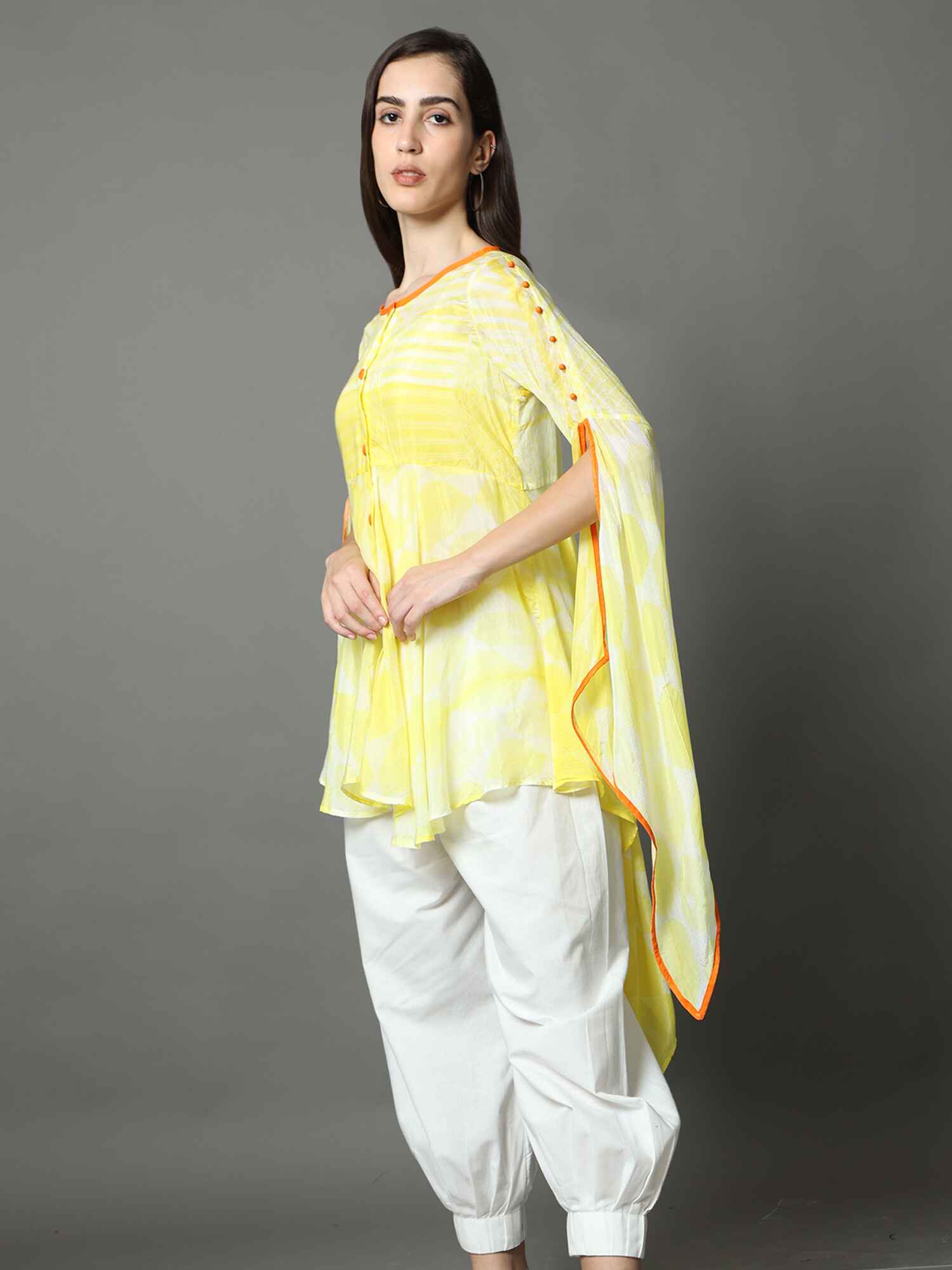 Asymmetric Top With Butterfly Sleeves Tops AMAR KOSA M 