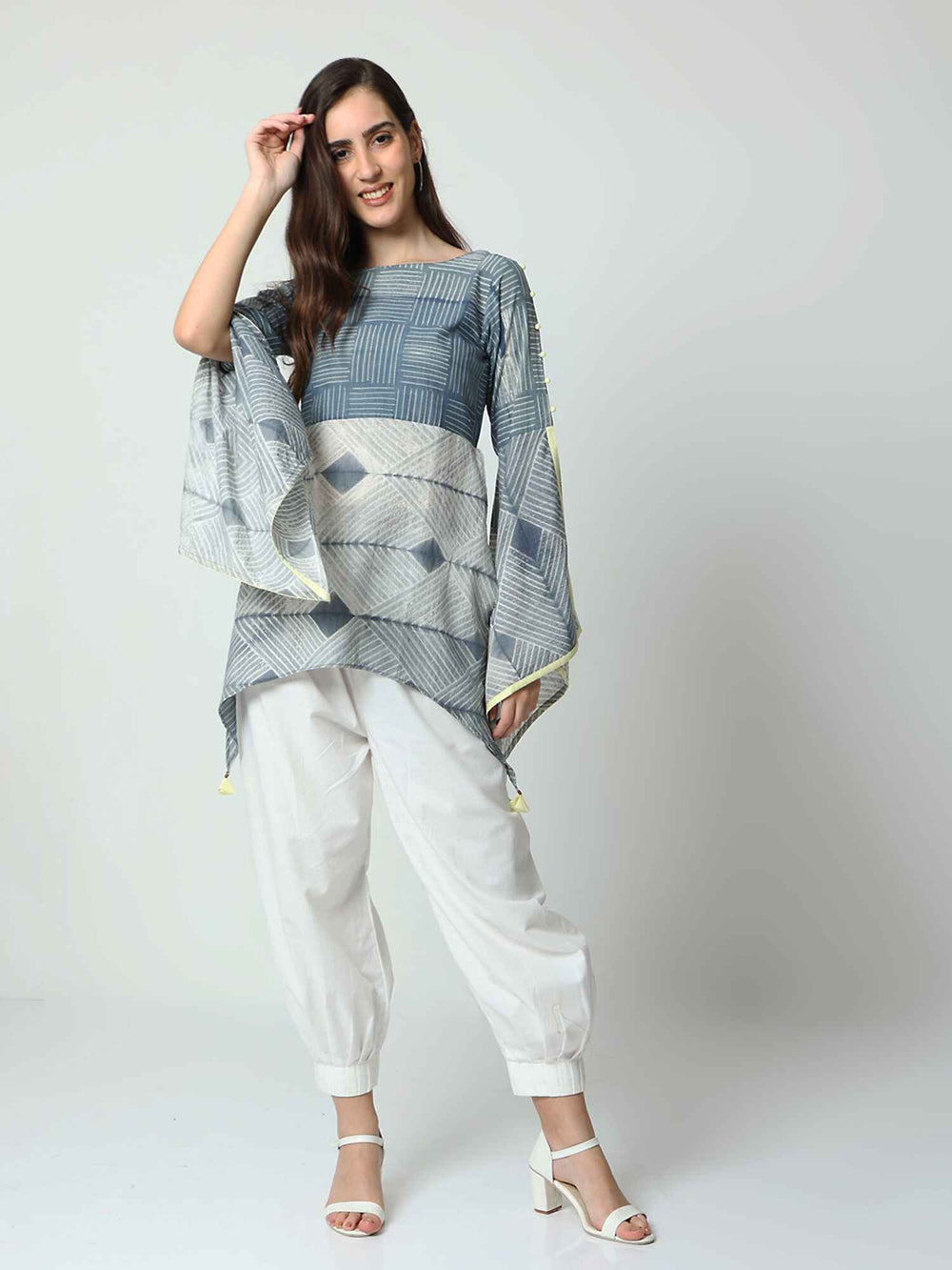 Butterfly Sleeve Top With Slits Tops AMAR KOSA 
