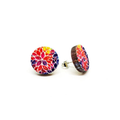 Rainbow Petals Wooden Earrings - Earring Studs - Paperdaise Accessories - Naiise
