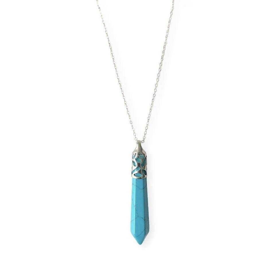 Bullet Shape Turquoise Necklace in White Gold Jewellery Colour Addict Jewellery 