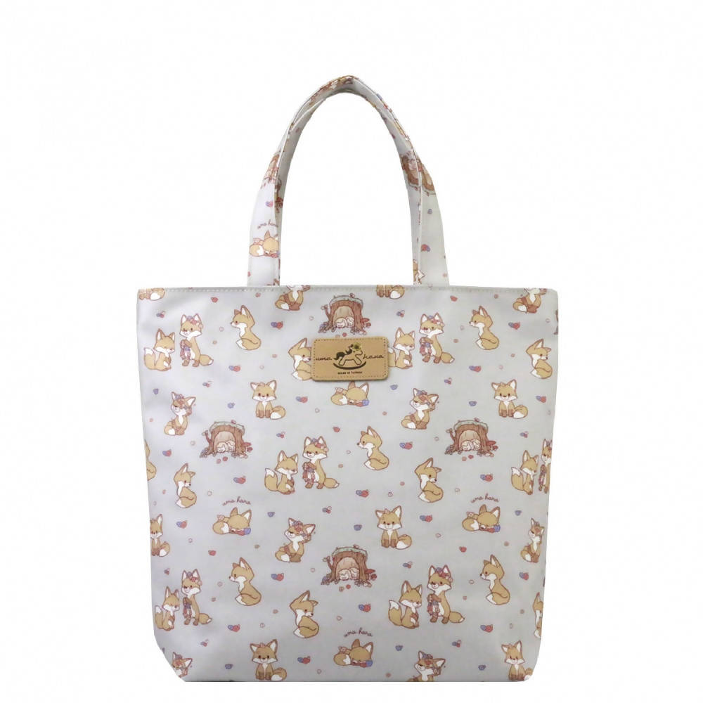 Uma hana Bucket Bag Medium Printed Handbags Iluvo Fox and Flower Grey 