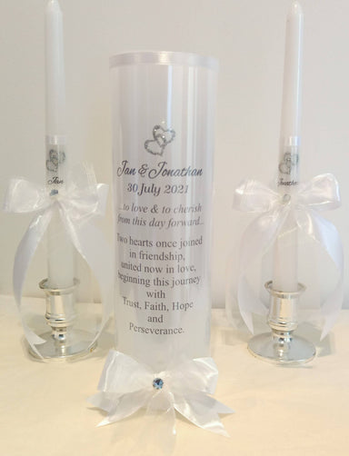 Unity/Wedding Candles Interlocking Hearts Design Customisation St Michael Gifts 