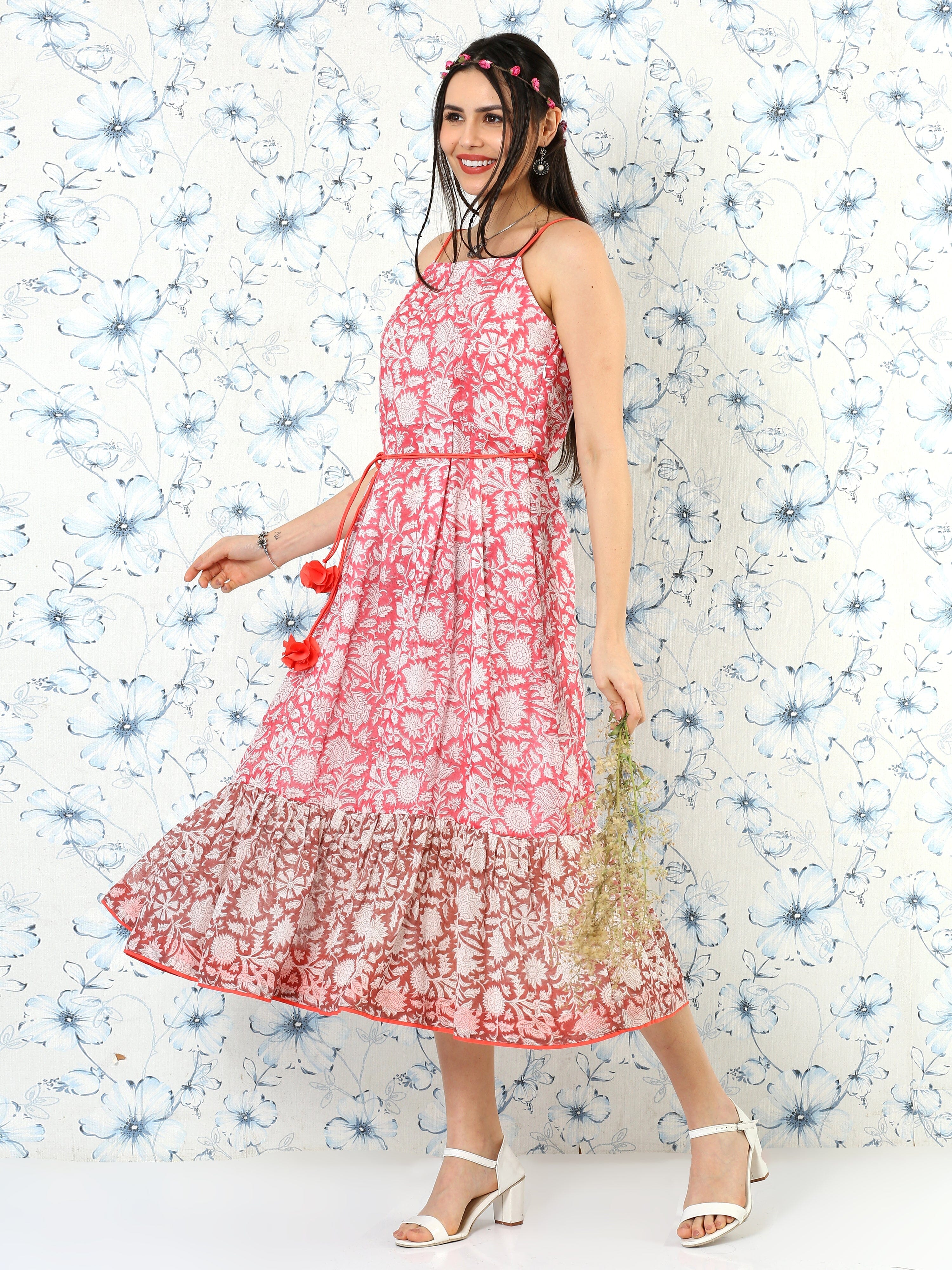 Floral Frill Dress Dresses AMAR KOSA 