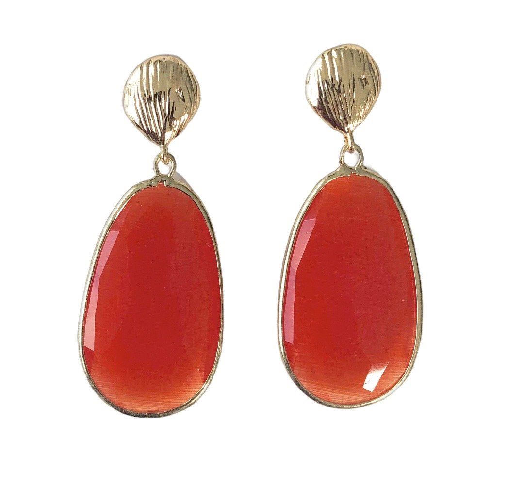 Orange Catseye Earrings Earrings Colour Addict Jewellery 