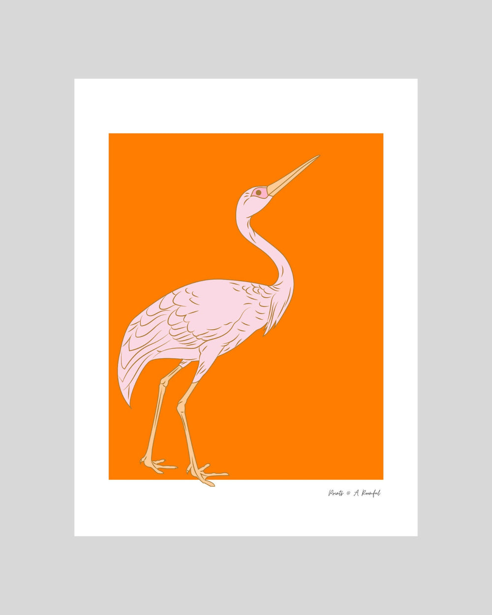 wall art : cranes (orange background) Art Prints@ARoomful 