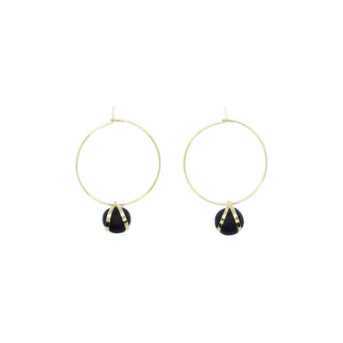 Gold Hoop Earrings - Black Ball Charm Pendant Earrings 5mm Paper 