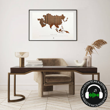 Asia map poster weaved of original Cassette tapes | Farewell gift colleague & boss gift | Office decor Maps Rehyphen Asia map poster weaved of original Cassette tapes | Farewell gift colleague & boss gift | Office decor 