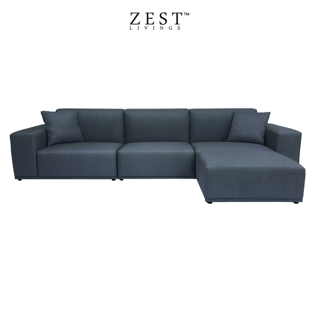 Moota 4 Seater Sofa With Ottoman | Modular Sofa | EcoClean Fabric Sofa Zest Livings Online Frost Blue 