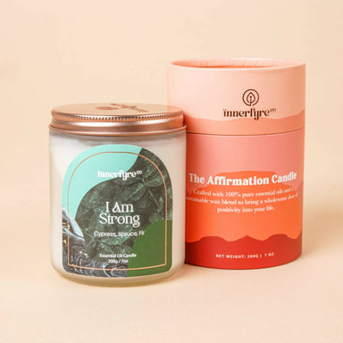 I AM STRONG Candle: Angelica Root, Cypress, Cedar Scented Candles Innerfyre Co 
