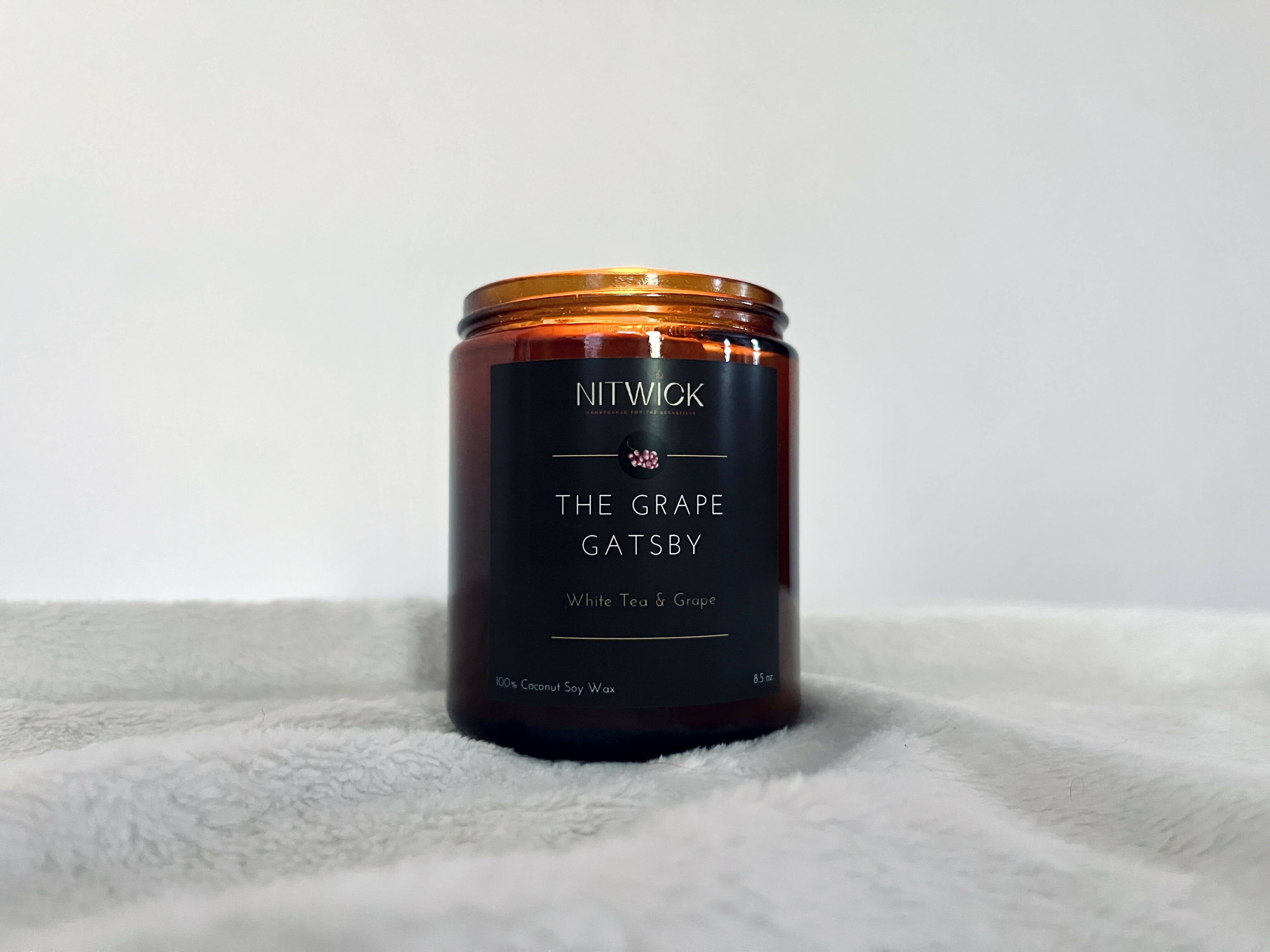 The Grape Gatsby - Scented Candle: White Tea and Grape Scented Candles Nitwick 8.5oz 