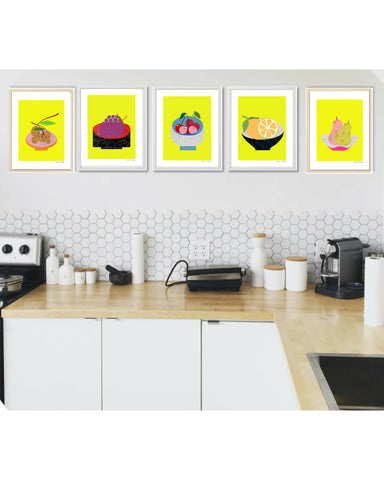 wall art : inspired by colours and fruits (logans) Art Prints@ARoomful 