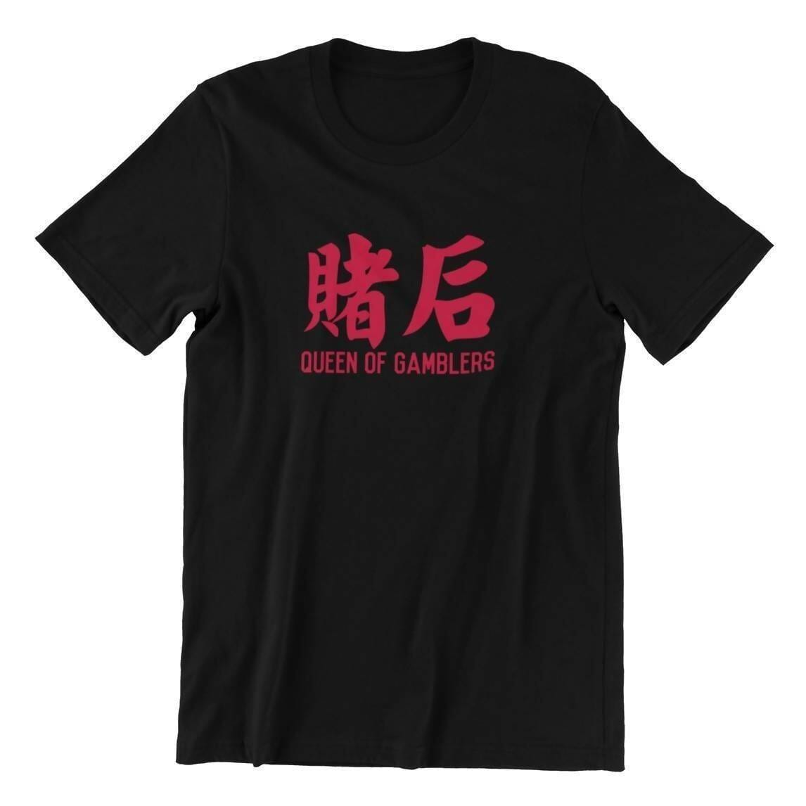 [Clearance Sales] Queen of Gamblers Crew Neck S-Sleeve T-shirt Local T-shirts Wet Tee Shirt 4XL Black 