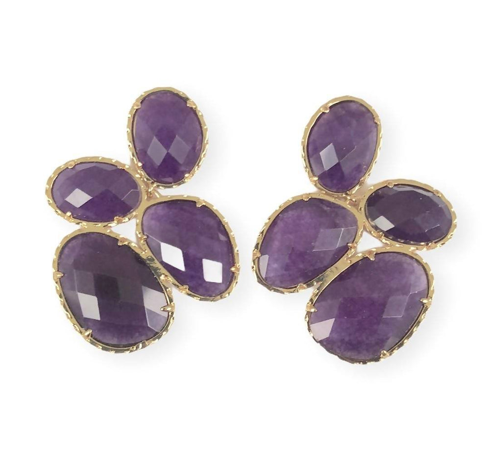 Purple Catseye Cluster Earrings Jewellery Colour Addict Jewellery 