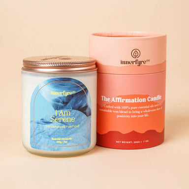 I AM SERENE Candle: Sandalwood, Ylang Ylang, Patchouli Scented Candles Innerfyre Co 