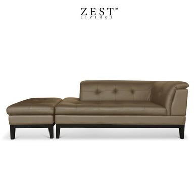 Ernie Sofa 2 Seater Sofa With Ottoman | Smooth Faux Leather Sofa Zest Livings Online Sand 