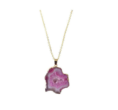 Sliced Pink Agate Necklace Necklaces Colour Addict Jewellery 
