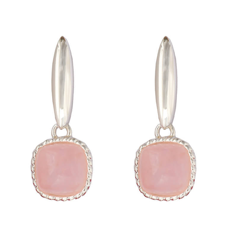 Grandeur Gems - Dangling Earrings Earring Studs Forest Jewelry Rose Quartz Silver 