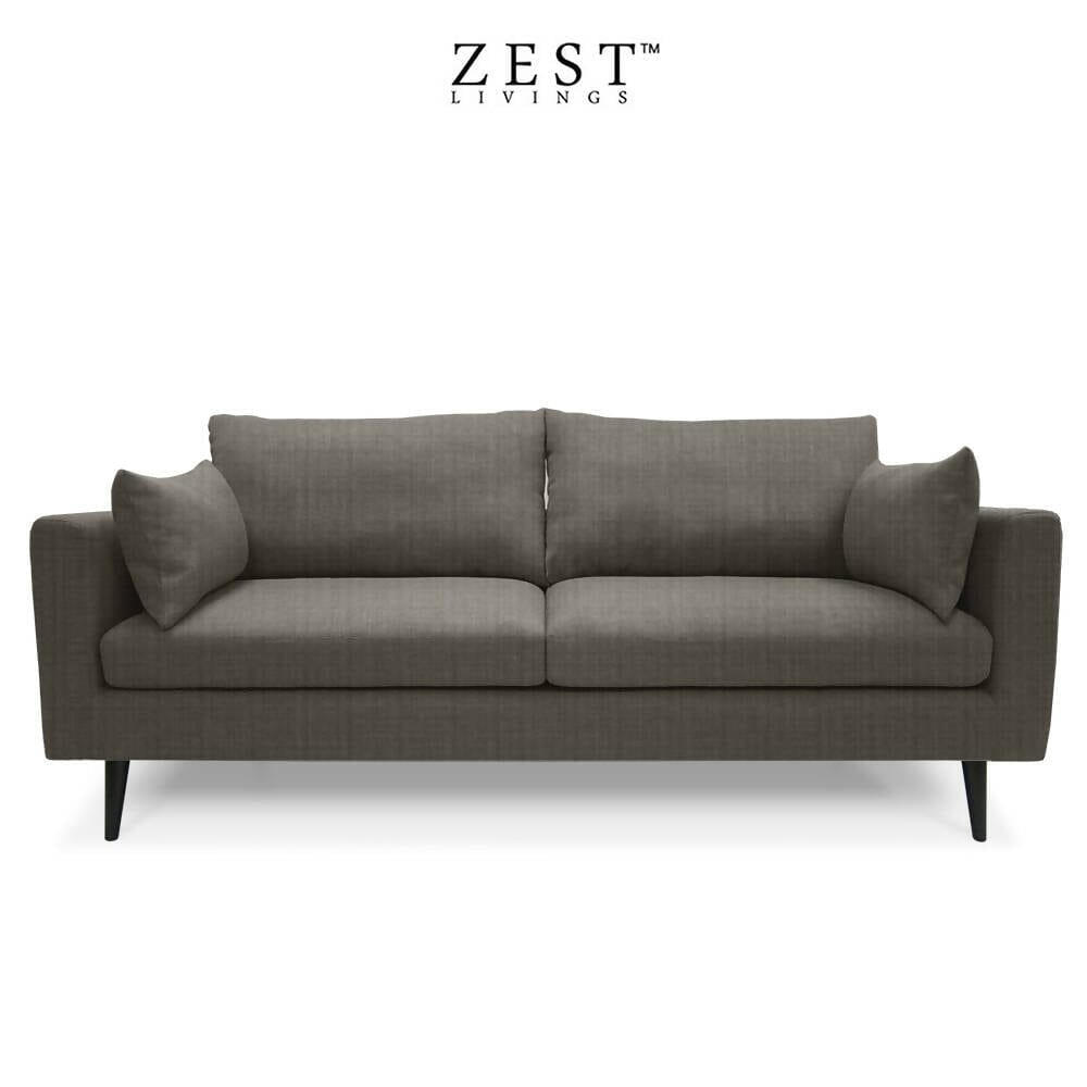 Benz 3 Seater Sofa | EcoClean Fabric Sofa Zest Livings Online Dark Grey 