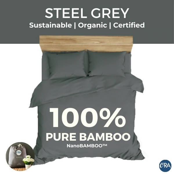 100% Natural Bamboo Bedsheet set - 6" Ice Pink Bedsheets Ora Bedding 100% Natural Bamboo Bedsheet set - 6" Steel Grey 