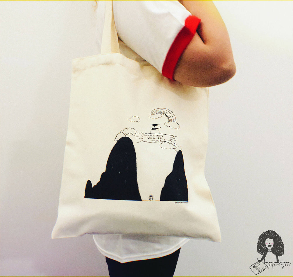 "Everything Will Be Okay" Tote Bag Tote Bags poposuseyssi 