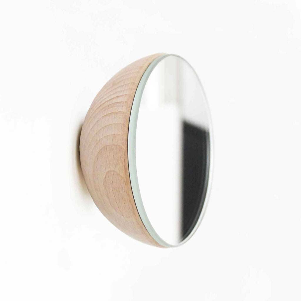 Round Beech Wood Wall Mounted Coat Hook / Hanger with Leather