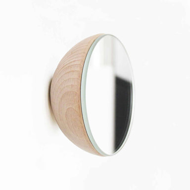 Round Beech Wood Wall Mounted Mirror Coat Hook Home Decor 5mm Paper 