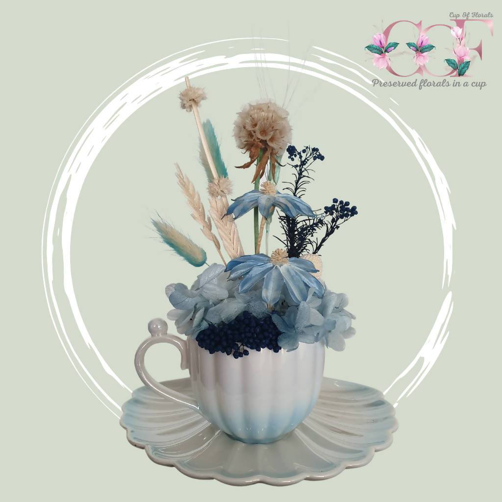 'You blue you' Preserved Floral Dried Flowers Cup Of Florals 