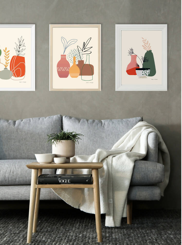 wall art : Inspired by flowers and vases (yelllow centre piece) Art Prints@ARoomful 