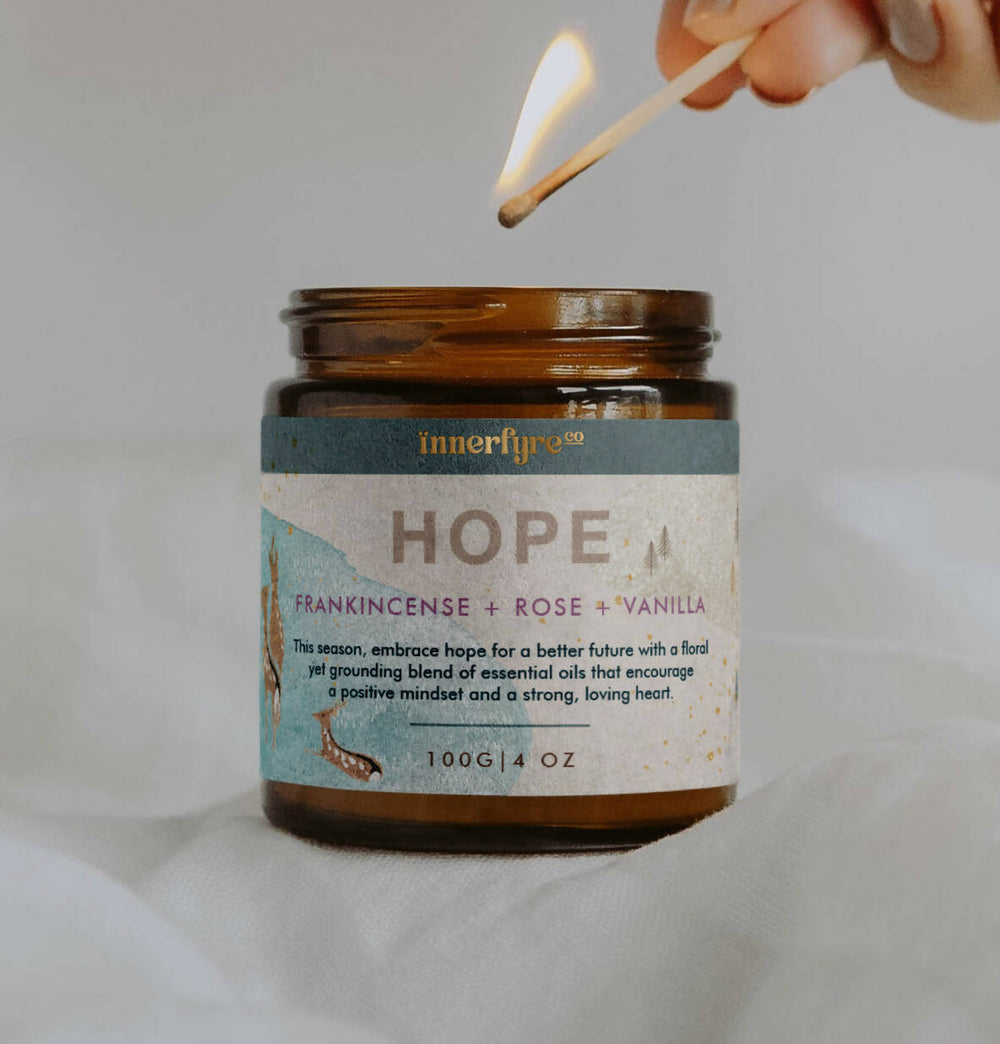 Hope Candle: Frankincense + Rose + Vanilla Scented Candles Innerfyre Co 