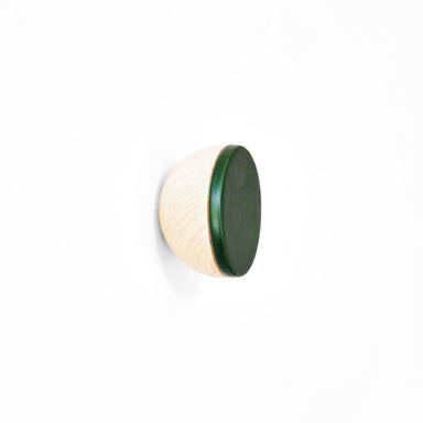 Round Beech Wood & Ceramic Wall Mounted Coat Hook / Knob - Dark Green Hooks 5mm Paper Diameter 5cm 