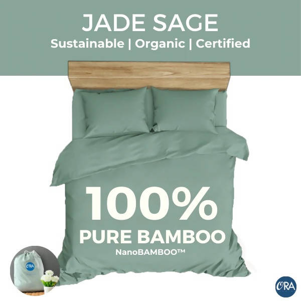 100% Natural Bamboo Bedsheet set - 3.5" Ice Pink Bedsheets Ora Bedding 100% Natural Bamboo Bedsheet set - 3.5" Jade Sage 