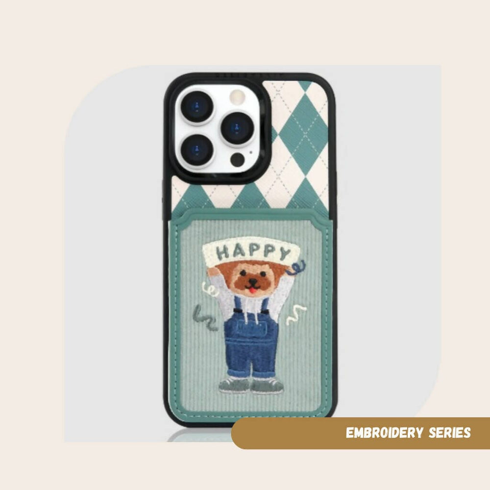 Embroidery Series - Card Pocket Party Phone Cases DEEBOOKTIQUE GREEN VICO 